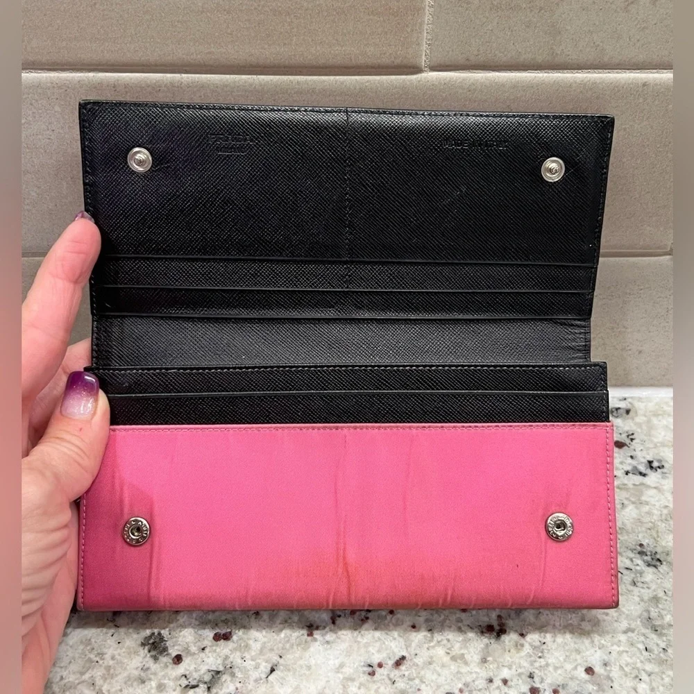 PRADA Pink Nylon Long Wallet, Authentic EUC
